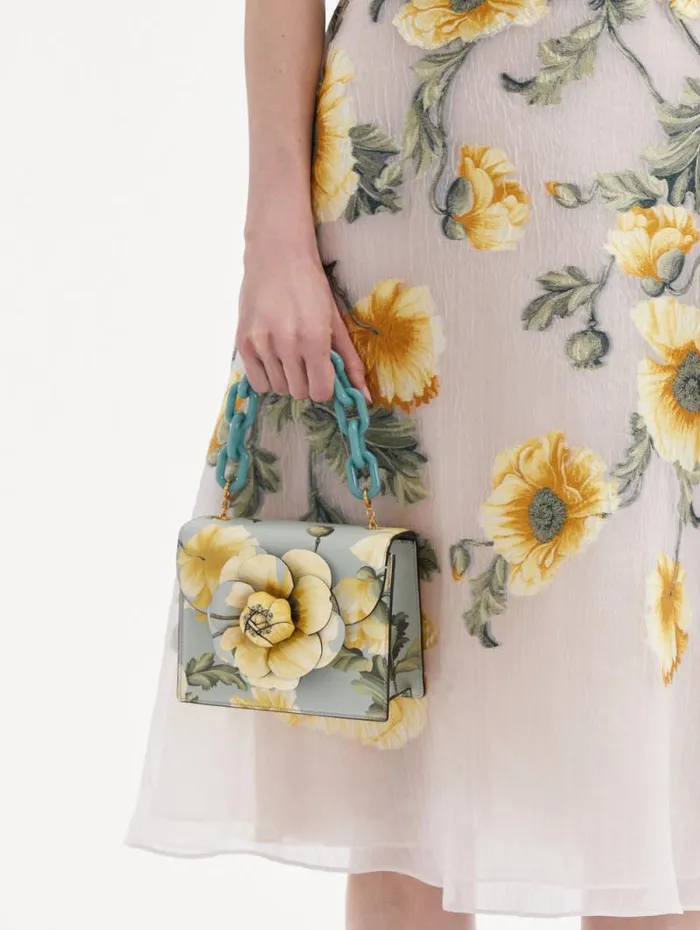 Women Oscar De La Renta Handbags Poppy Printed Mini TRO Bag Yellow Multi Women Oscar De La Renta Handbags Poppy Printed Mini TRO Bag Yellow Multi