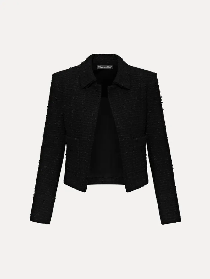 Women Oscar De La Renta Jackets and Coats Boucle Tweed Jacket Black