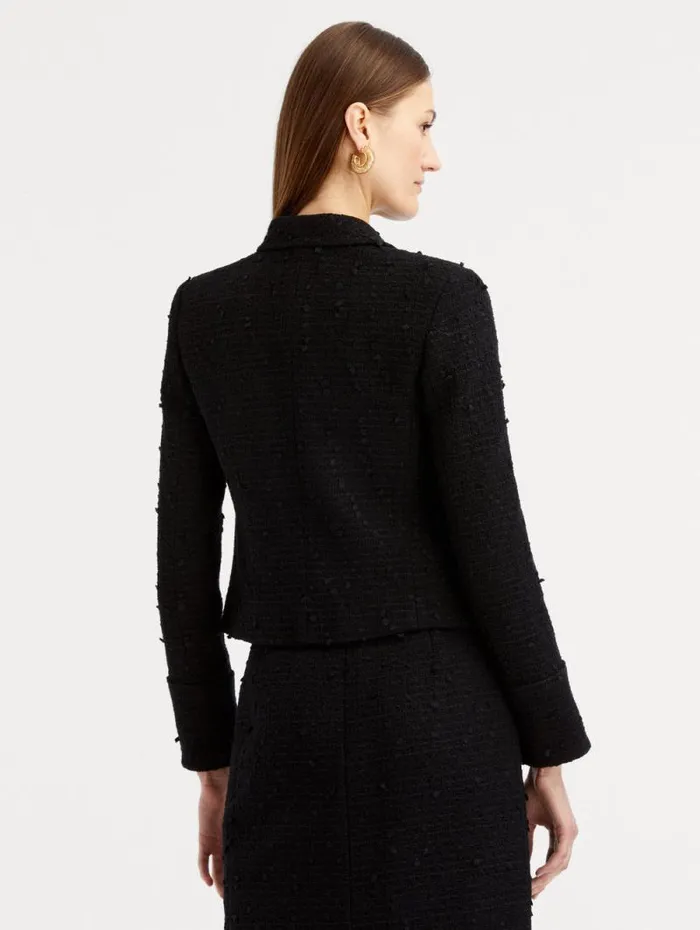 Women Oscar De La Renta Jackets and Coats Boucle Tweed Jacket Black Women Oscar De La Renta Jackets and Coats Boucle Tweed Jacket Black