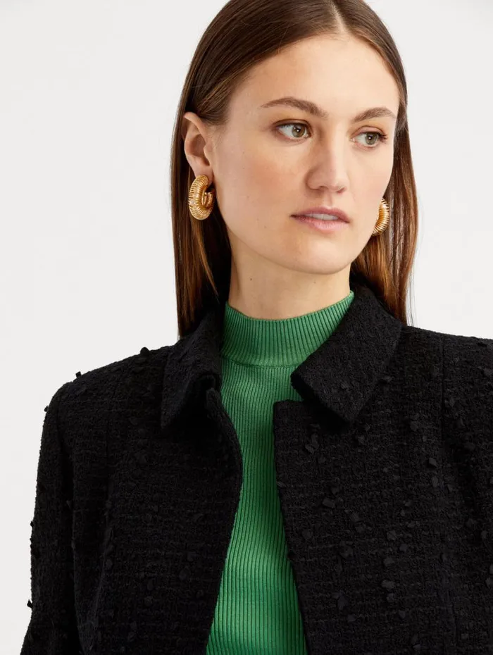 Women Oscar De La Renta Jackets and Coats Boucle Tweed Jacket Black Women Oscar De La Renta Jackets and Coats Boucle Tweed Jacket Black