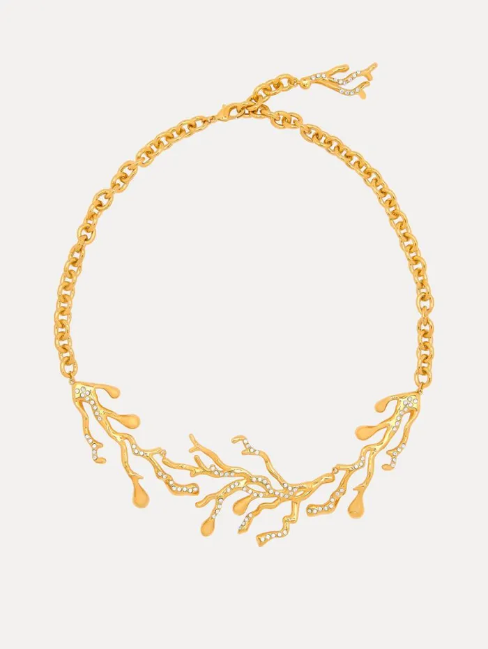 Women Oscar De La Renta Necklaces Coral and Gold Drops Necklace Gold