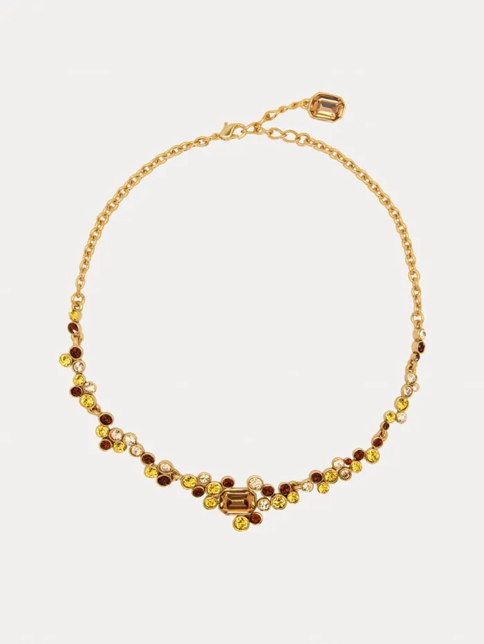 Women Oscar De La Renta Necklaces Mixed Crystal Cluster Necklace Topaz