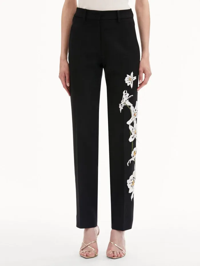 Women Oscar De La Renta Pants and Skirts Watercolor Orchid Pant Black Women Oscar De La Renta Pants and Skirts Watercolor Orchid Pant Black