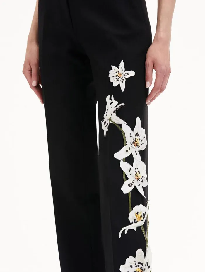 Women Oscar De La Renta Pants and Skirts Watercolor Orchid Pant Black Women Oscar De La Renta Pants and Skirts Watercolor Orchid Pant Black