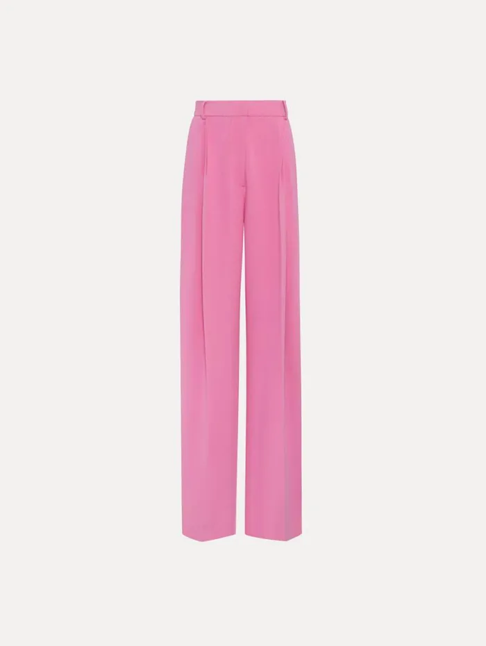 Women Oscar De La Renta Pants and Skirts Wide Leg Silk Georgette Pant Rosehip