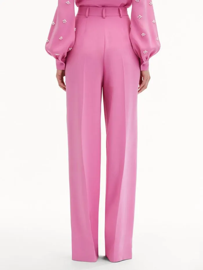 Women Oscar De La Renta Pants and Skirts Wide Leg Silk Georgette Pant Rosehip Women Oscar De La Renta Pants and Skirts Wide Leg Silk Georgette Pant Rosehip