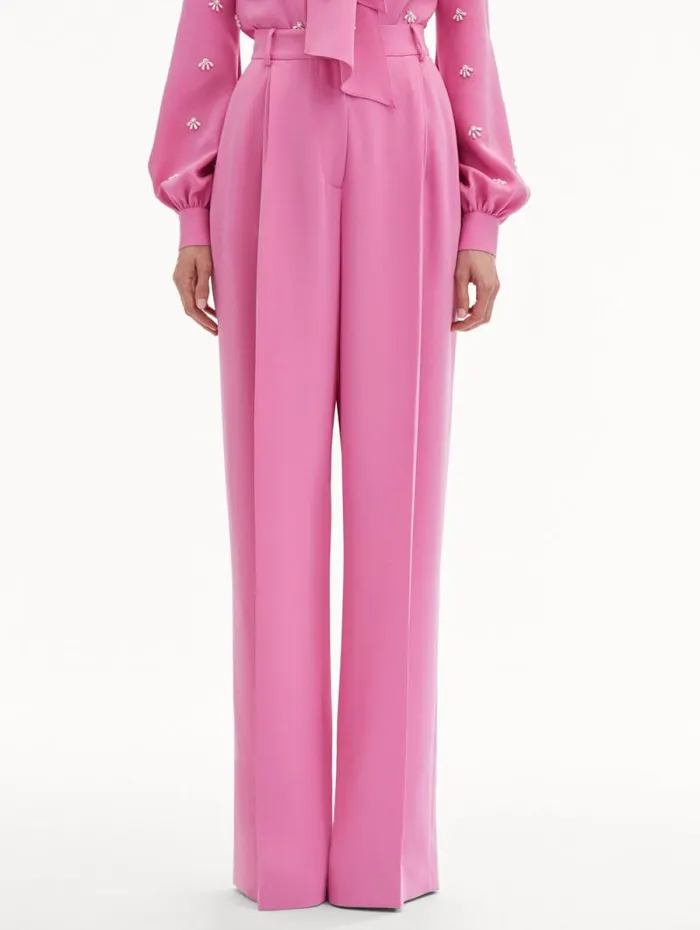 Women Oscar De La Renta Pants and Skirts Wide Leg Silk Georgette Pant Rosehip Women Oscar De La Renta Pants and Skirts Wide Leg Silk Georgette Pant Rosehip