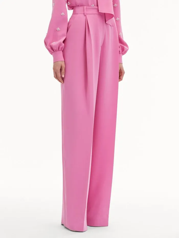 Women Oscar De La Renta Pants and Skirts Wide Leg Silk Georgette Pant Rosehip Women Oscar De La Renta Pants and Skirts Wide Leg Silk Georgette Pant Rosehip