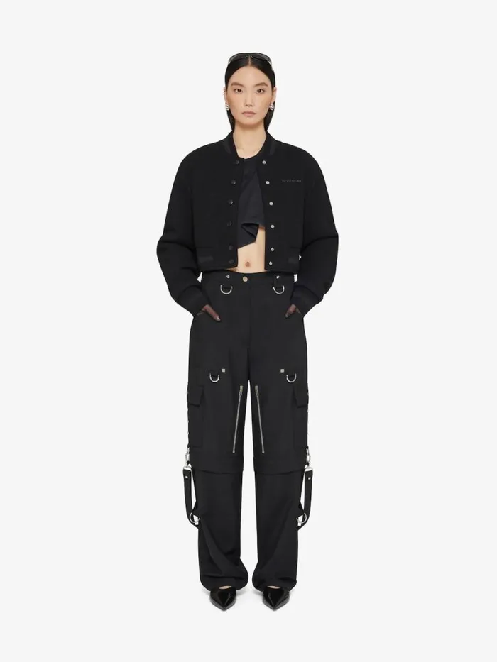 Women Outerwear and Blousons Givenchy Cropped Varsity Jacket In Wool With Rhinestones Black Women Outerwear and Blousons Givenchy Cropped Varsity Jacket In Wool With Rhinestones Black