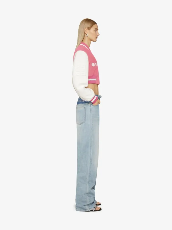 Women Outerwear and Blousons Givenchy GIVENCHY Cropped Varsity Jacket In Wool And Leather Pinkwhite