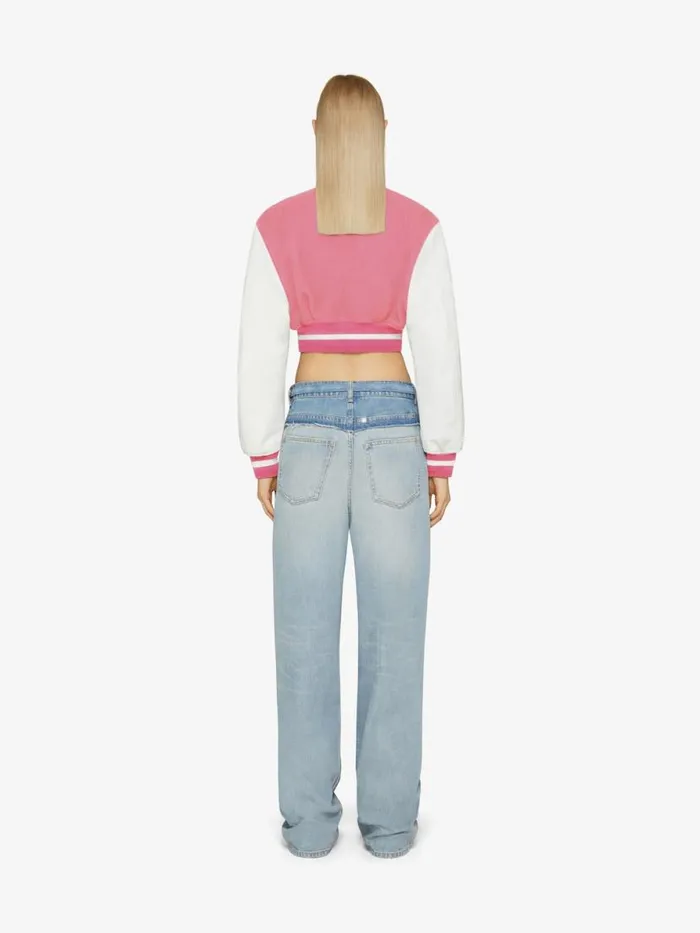 Women Outerwear and Blousons Givenchy GIVENCHY Cropped Varsity Jacket In Wool And Leather Pinkwhite