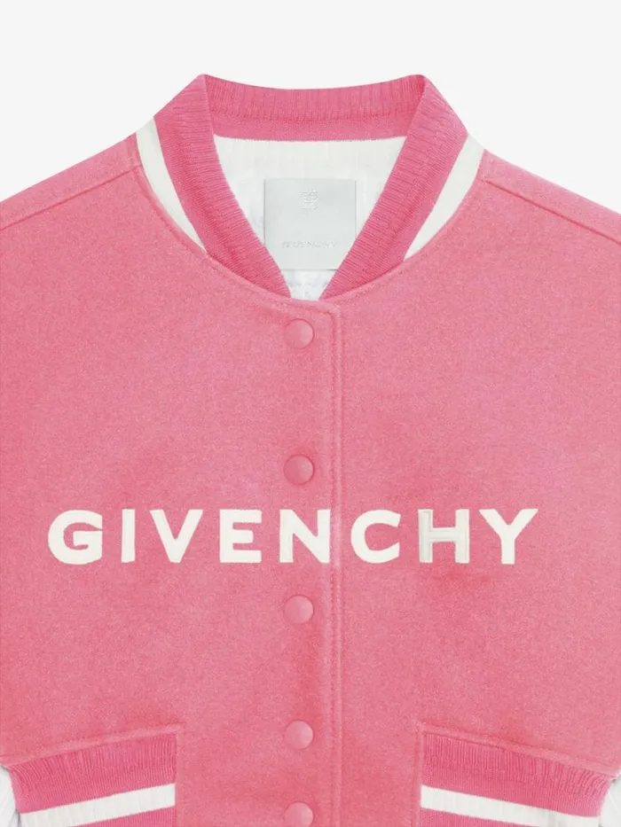Women Outerwear and Blousons Givenchy GIVENCHY Cropped Varsity Jacket In Wool And Leather Pinkwhite
