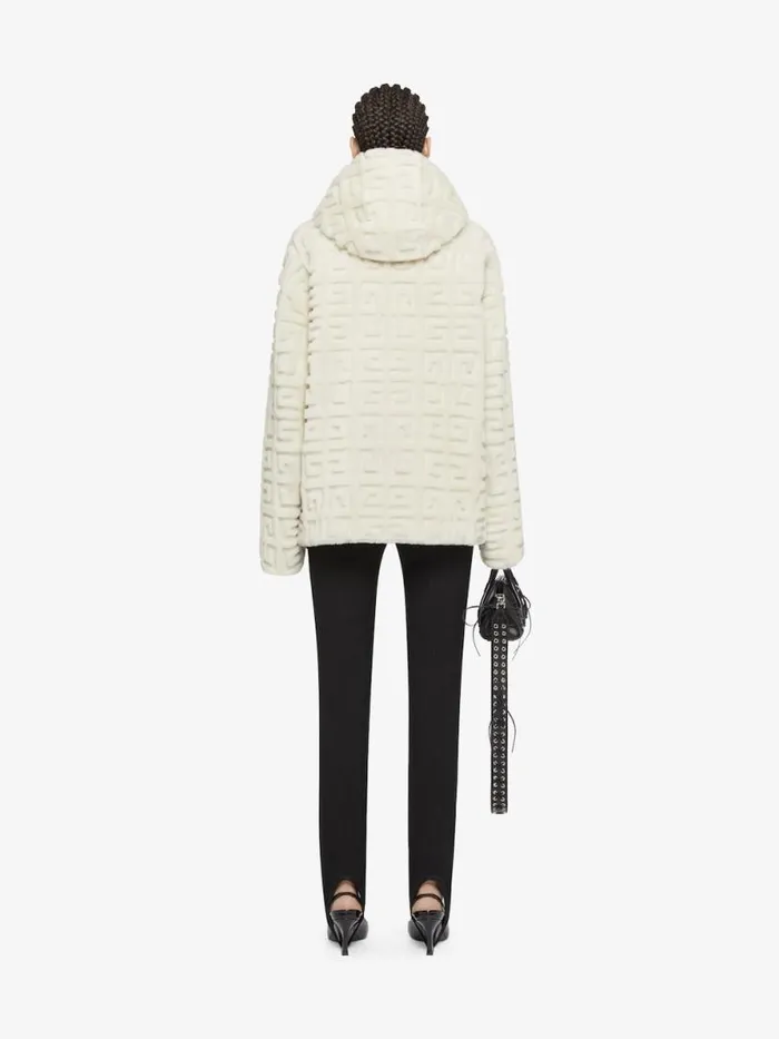 Women Outerwear and Blousons Givenchy Reversible Hooded Jacket In 4G Fur Ivory