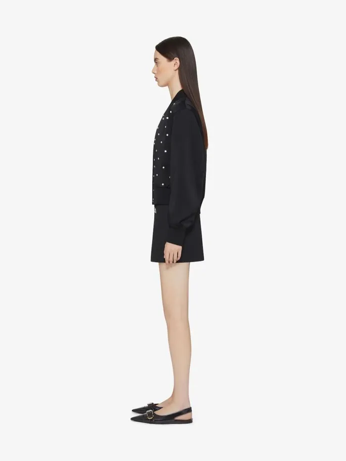 Women Outerwear and Blousons Givenchy Varsity Jacket In Crepe And Satin With Crystals Silvery