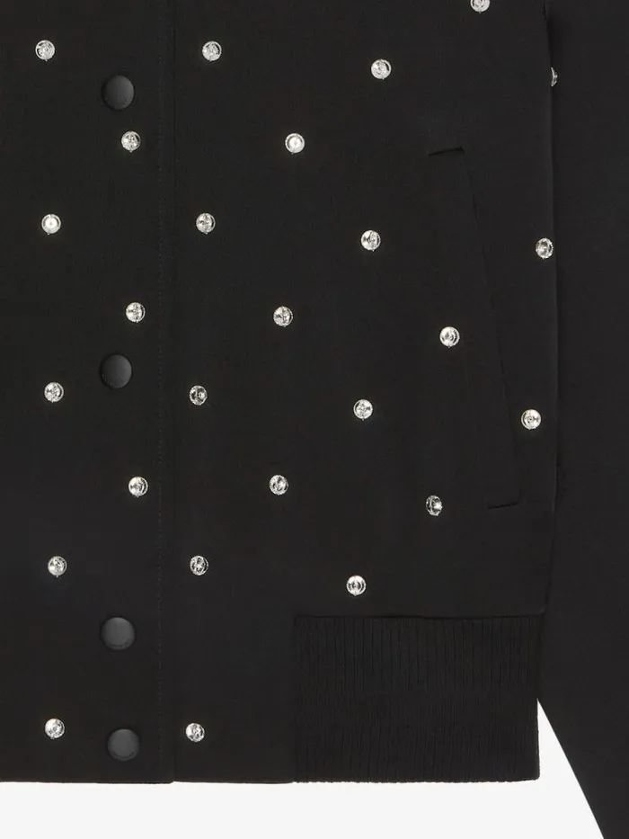 Women Outerwear and Blousons Givenchy Varsity Jacket In Crepe And Satin With Crystals Silvery
