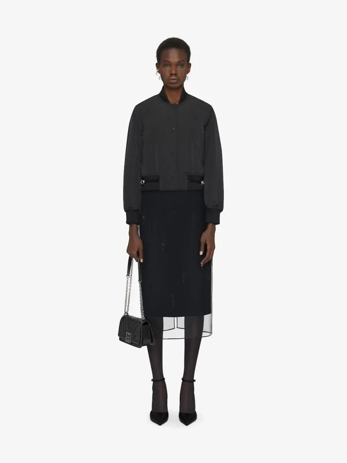 Women Outerwear and Blousons Givenchy Voyou Varsity Jacket In Cotton Taffetas Black Women Outerwear and Blousons Givenchy Voyou Varsity Jacket In Cotton Taffetas Black