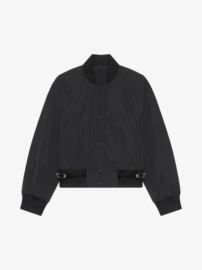 Women Outerwear and Blousons Givenchy Voyou Varsity Jacket In Cotton Taffetas Black