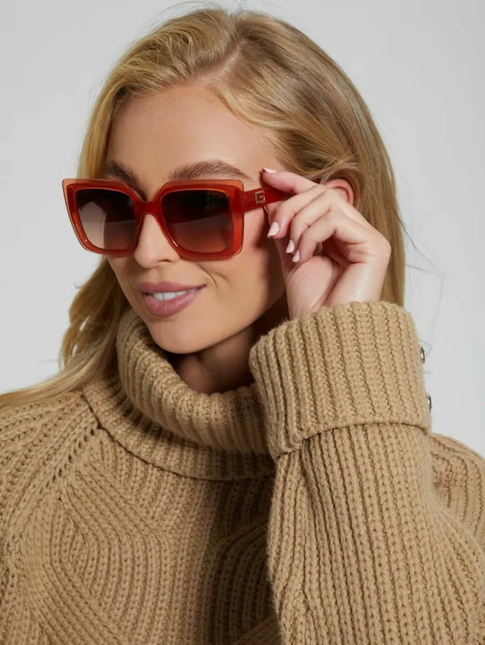 Women Oversized Square Sunglasses Neon Orange Sunglasses GUESS Women Oversized Square Sunglasses Neon Orange Sunglasses GUESS