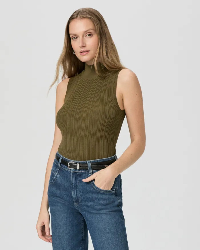 Women PAIGE Brin Sweater Tank 8211 Spanish Moss Sweaters and Sweatshirts