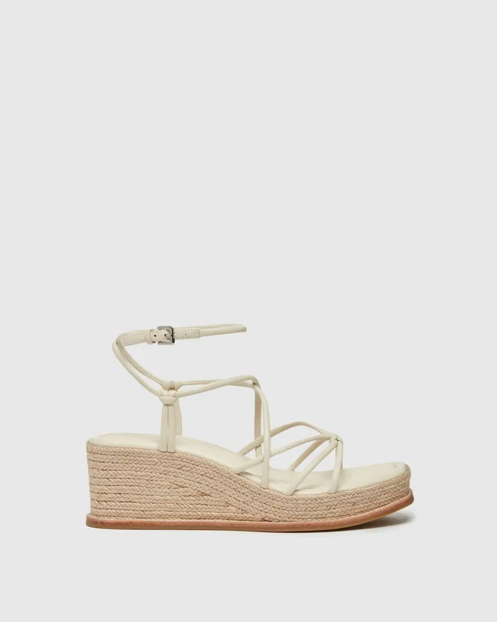 Women PAIGE Julia Wedge 8211 Bone Leather Heels and Wedges