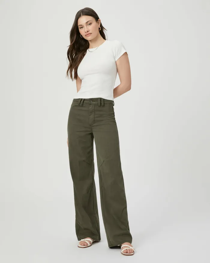 Women PAIGE Sasha 32 Inch Wide Leg Jean 8211 Forester Green Wide Leg