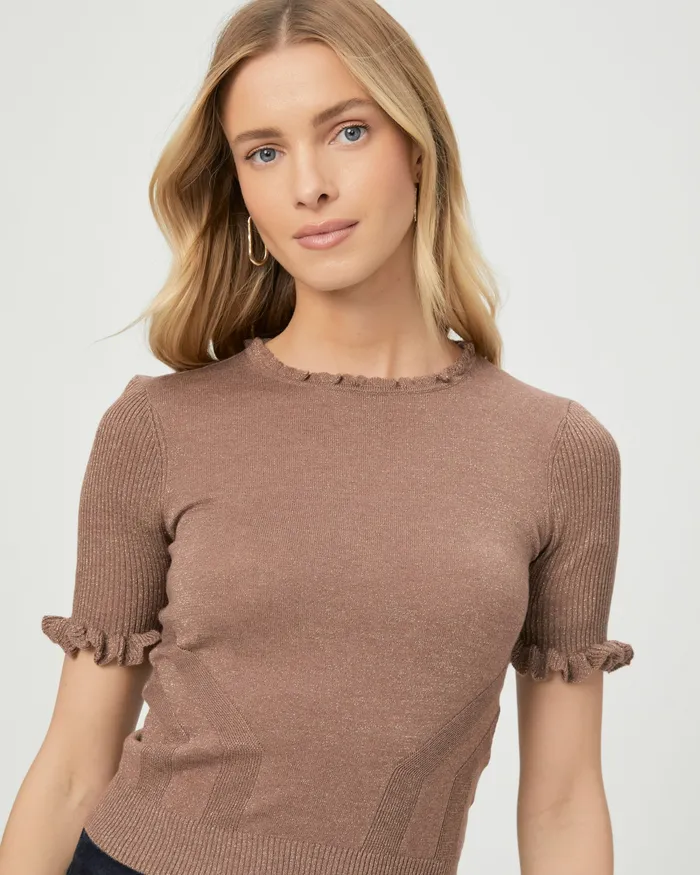 Women PAIGE Triste Top 8211 Brown Metallic Sweaters and Sweatshirts Women PAIGE Triste Top 8211 Brown Metallic Sweaters and Sweatshirts