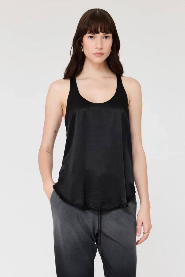 Women Pebble Satin Black Effie Tank Raquel Allegra Tops