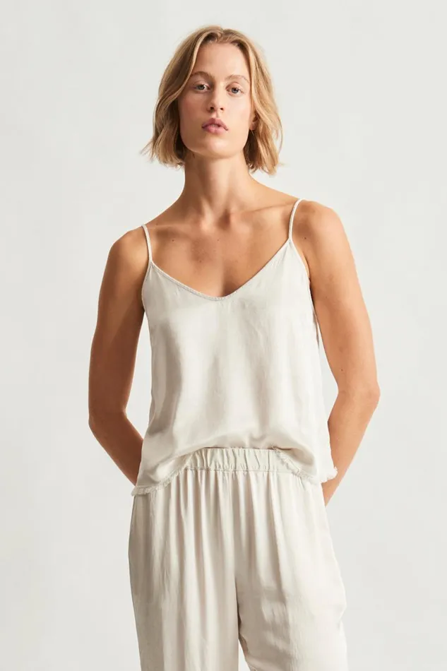 Women Pebble Satin Dirty White Willow Cami Raquel Allegra Tops