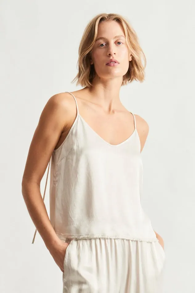 Women Pebble Satin Dirty White Willow Cami Raquel Allegra Tops