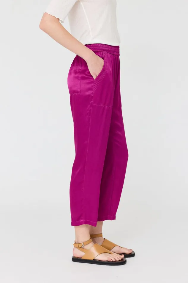 Women Pebble Satin Magenta Trapunto Pant Raquel Allegra Bottoms