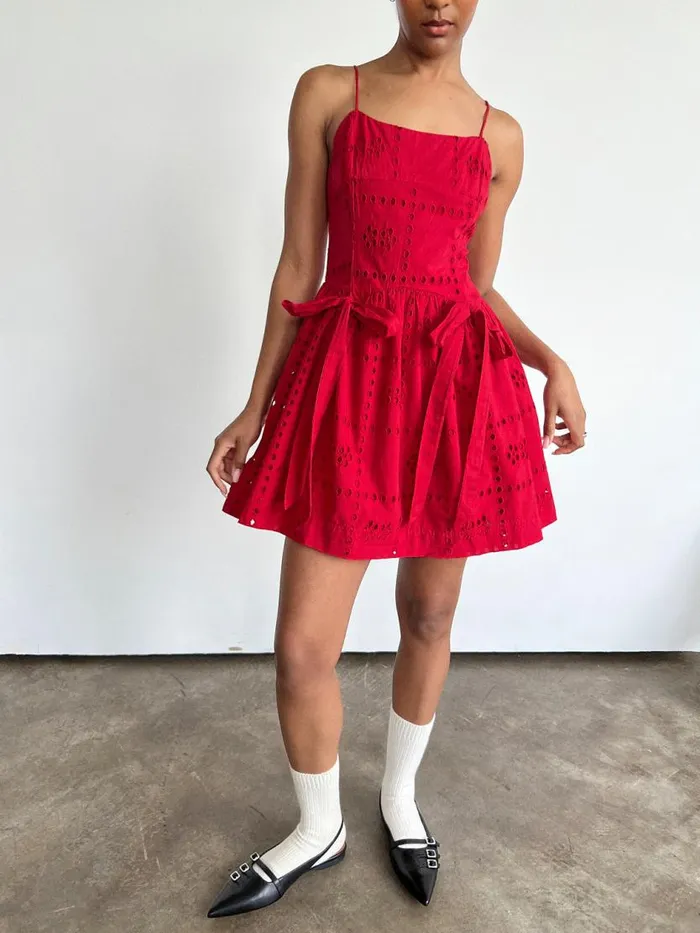 Women Penelope Mini Dress Red Broderie Lisa Says Gah Dresses