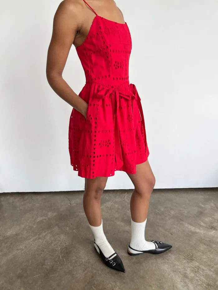Women Penelope Mini Dress Red Broderie Lisa Says Gah Dresses