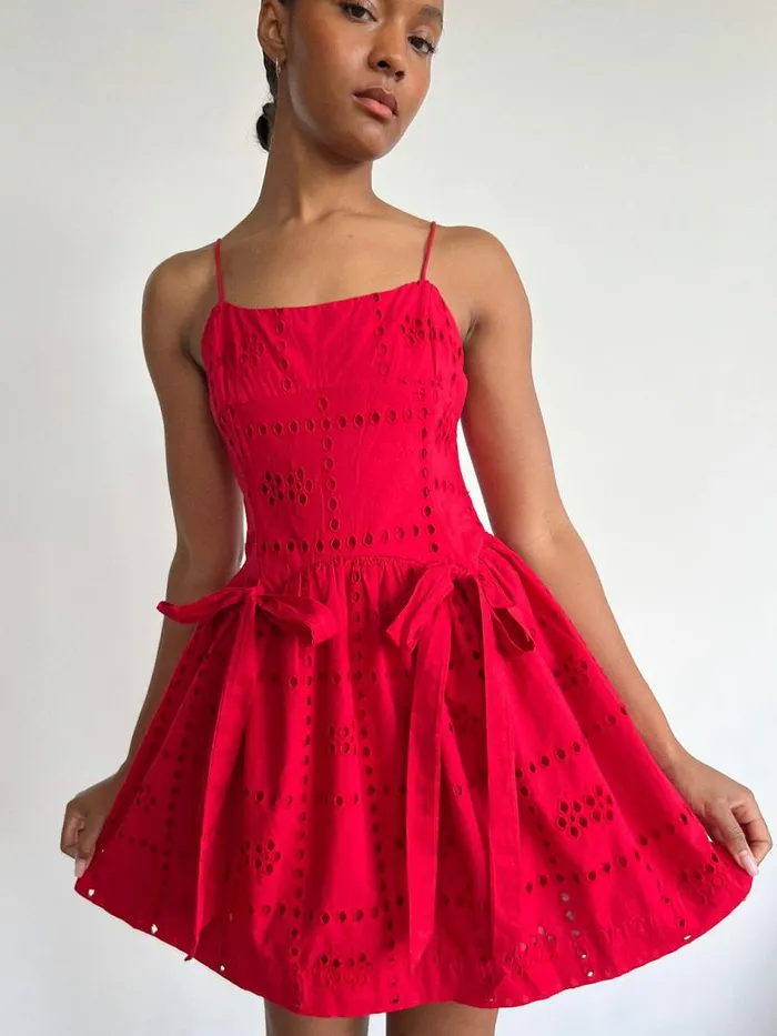 Women Penelope Mini Dress Red Broderie Lisa Says Gah Dresses