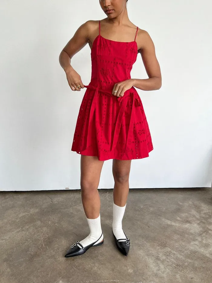 Women Penelope Mini Dress Red Broderie Lisa Says Gah Dresses