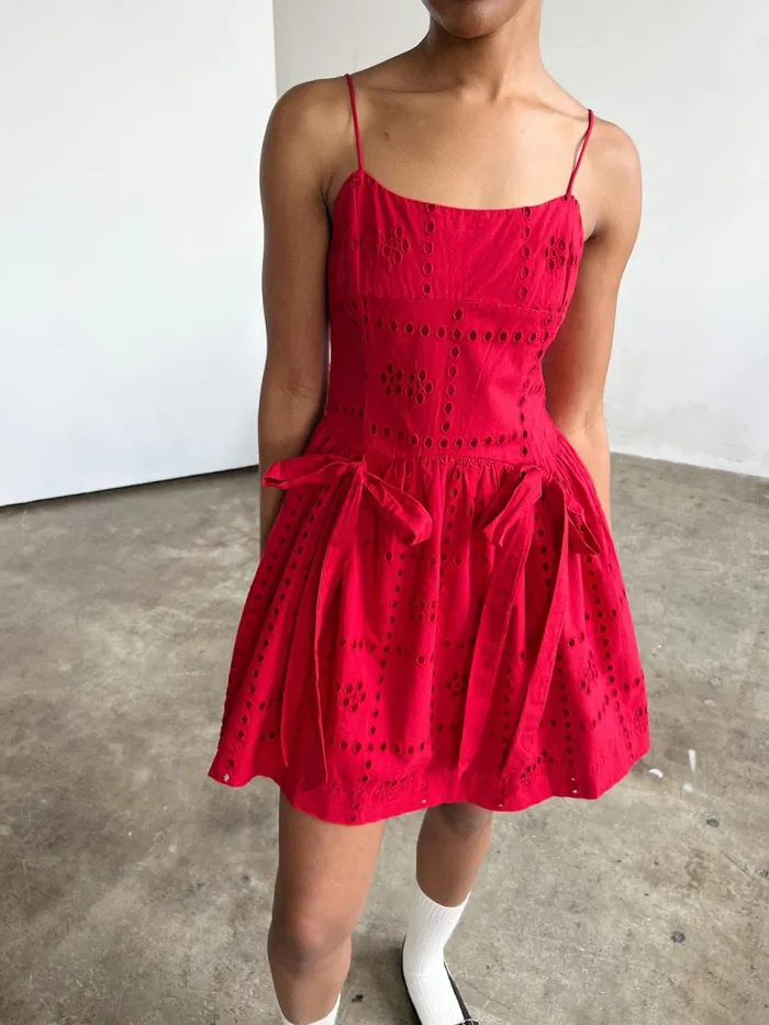 Women Penelope Mini Dress Red Broderie Lisa Says Gah Dresses