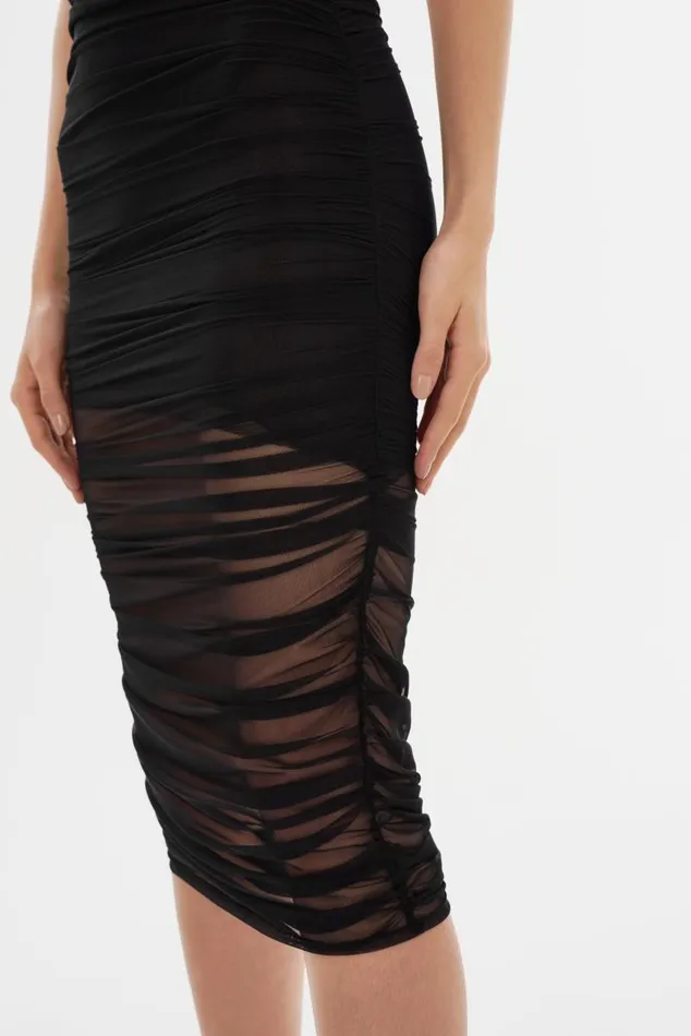 Women POLINA Mesh Midi Skirt Black LAMARQUE Skirts Women POLINA Mesh Midi Skirt Black LAMARQUE Skirts