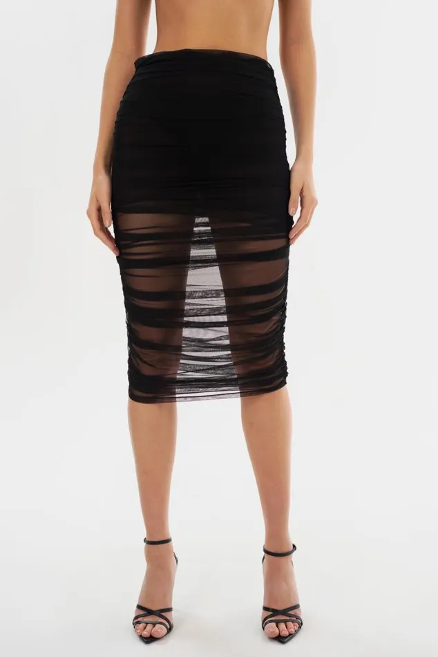Women POLINA Mesh Midi Skirt Black LAMARQUE Skirts Women POLINA Mesh Midi Skirt Black LAMARQUE Skirts