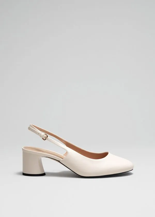 Women Pumps and Other Stories BlockHeel Leather Slingback Pumps Cream