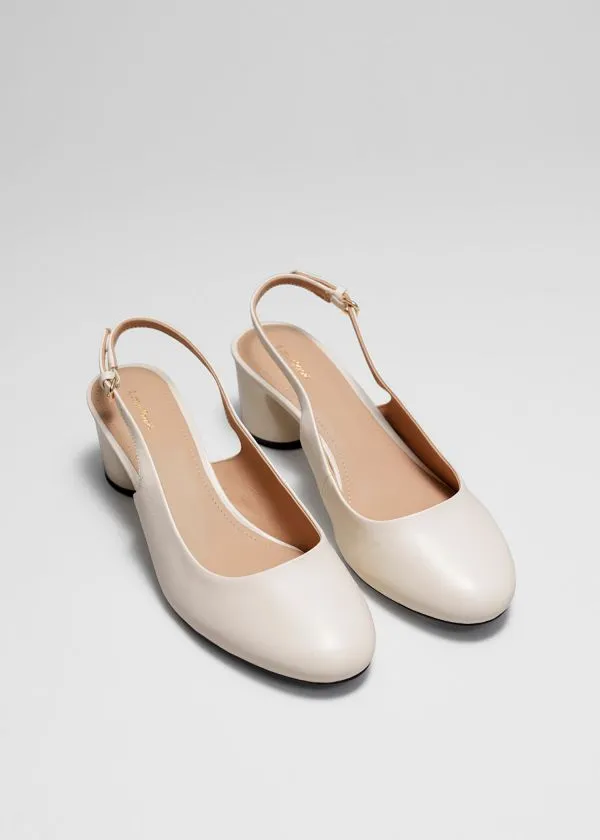 Women Pumps and Other Stories BlockHeel Leather Slingback Pumps Cream