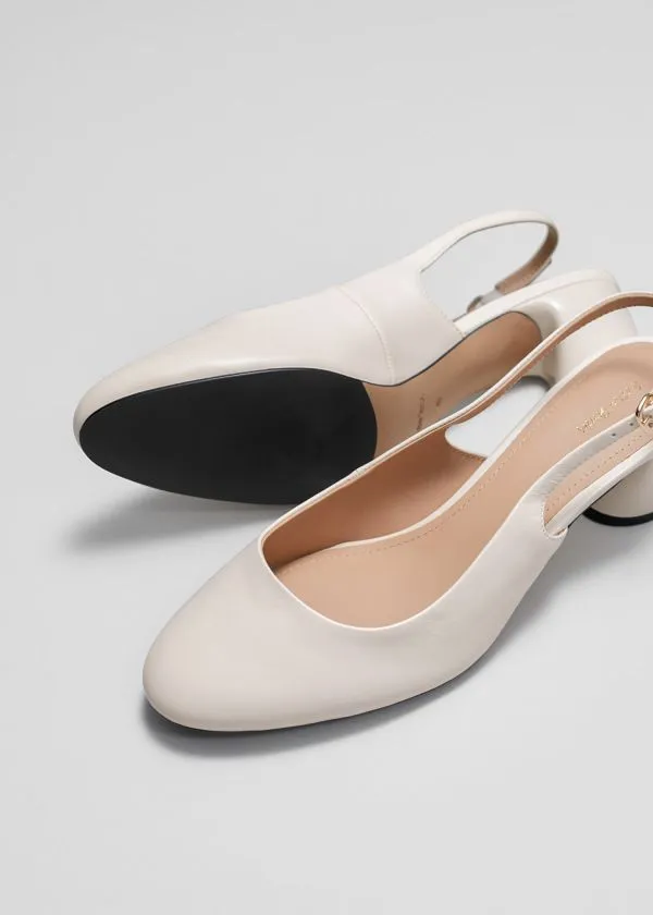 Women Pumps and Other Stories BlockHeel Leather Slingback Pumps Cream