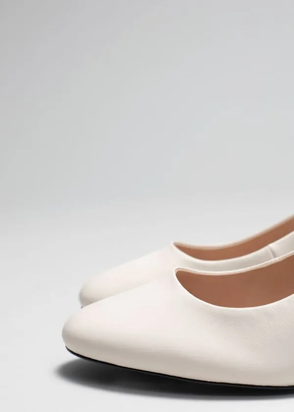 Women Pumps and Other Stories BlockHeel Leather Slingback Pumps Cream