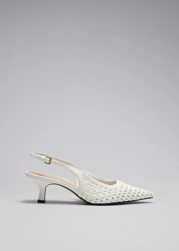 Women Pumps and Other Stories Braided Leather Pumps White