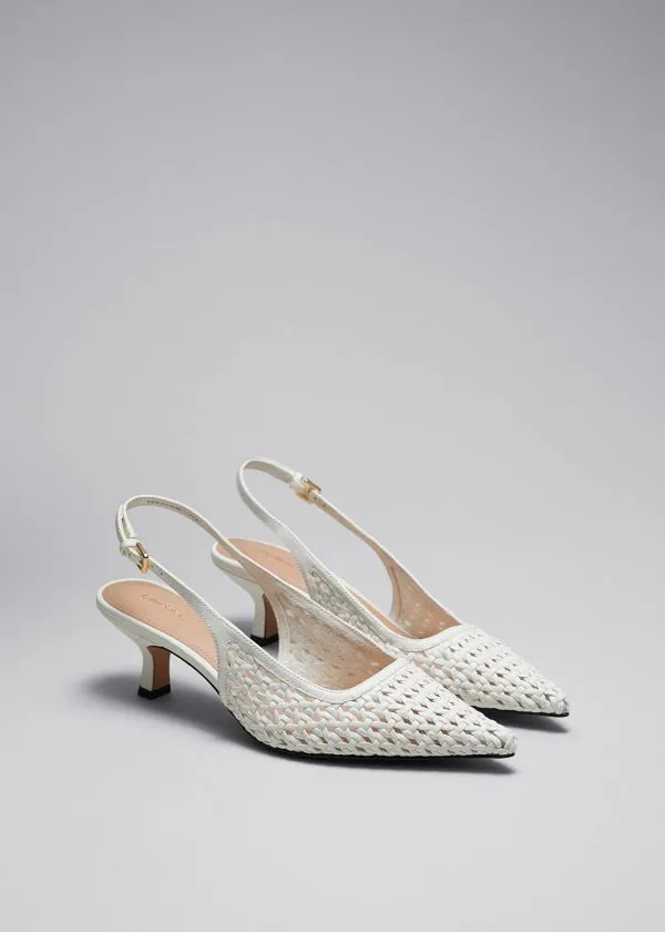 Women Pumps and Other Stories Braided Leather Pumps White