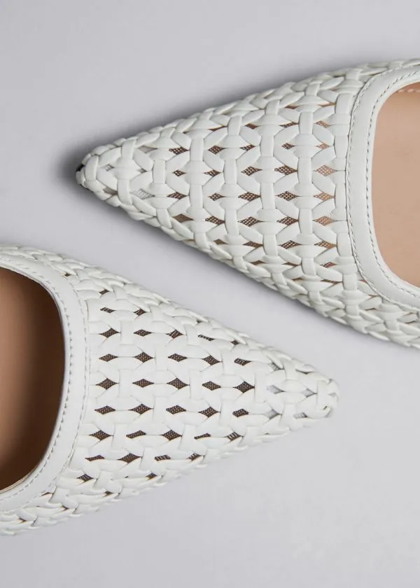 Women Pumps and Other Stories Braided Leather Pumps White