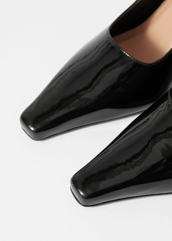 Women Pumps and Other Stories Patent Leather Slingback Pumps Black