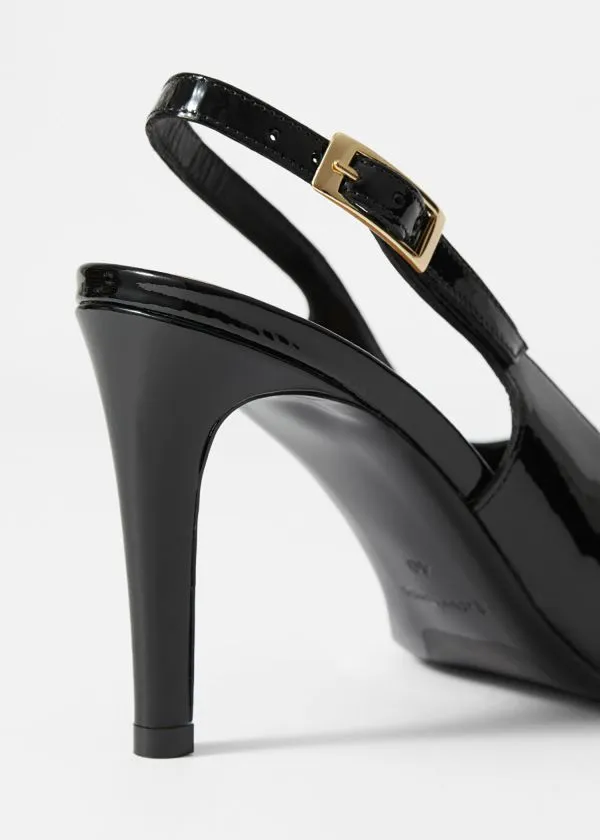 Women Pumps and Other Stories Patent Leather Slingback Pumps Black