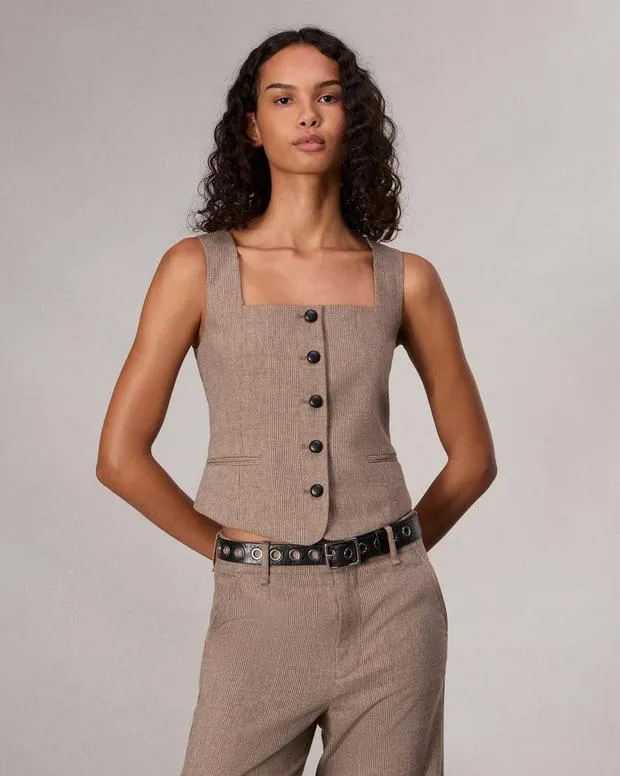 Women rag and bone Mariana Plaid Vest Camel Plaid Blazers and VestsShirts and Tops Women rag and bone Mariana Plaid Vest Camel Plaid Blazers and VestsShirts and Tops