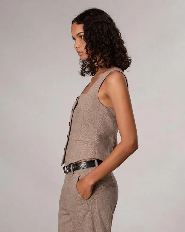 Women rag and bone Mariana Plaid Vest Camel Plaid Blazers and VestsShirts and Tops