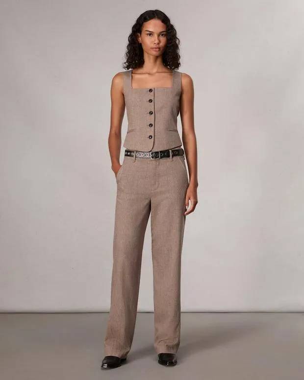 Women rag and bone Mariana Plaid Vest Camel Plaid Blazers and VestsShirts and Tops