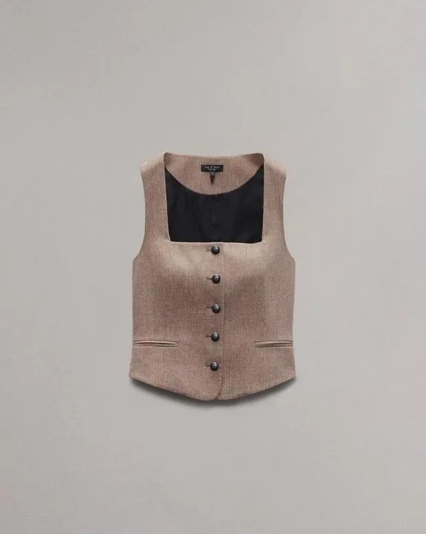 Women rag and bone Mariana Plaid Vest Camel Plaid Blazers and VestsShirts and Tops